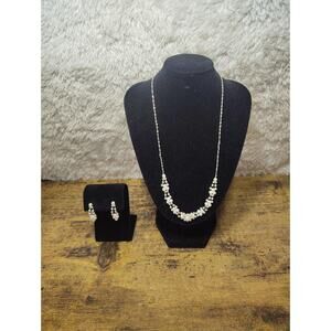 Vintage Style Faux Pearl & Rhinestone Necklace and Earrings Set – Bridal/Prom